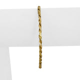 18k Yellow Gold 11g Solid Vintage 3mm Fancy Twisted Bangle Bracelet Italy 7.75"