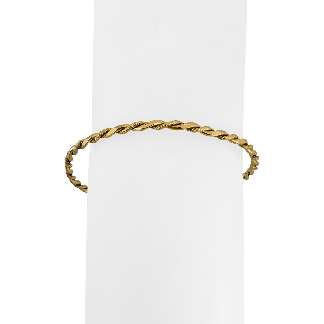 18k Yellow Gold 11g Solid Vintage 3mm Fancy Twisted Bangle Bracelet Italy 7.75"