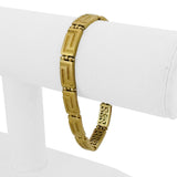 18k Yellow Gold 31.5g Solid Heavy Vintage Greek Key Panel Link Bracelet 7.25"