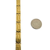 18k Yellow Gold 31.5g Solid Heavy Vintage Greek Key Panel Link Bracelet 7.25"
