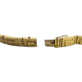 18k Yellow Gold 31.5g Solid Heavy Vintage Greek Key Panel Link Bracelet 7.25"