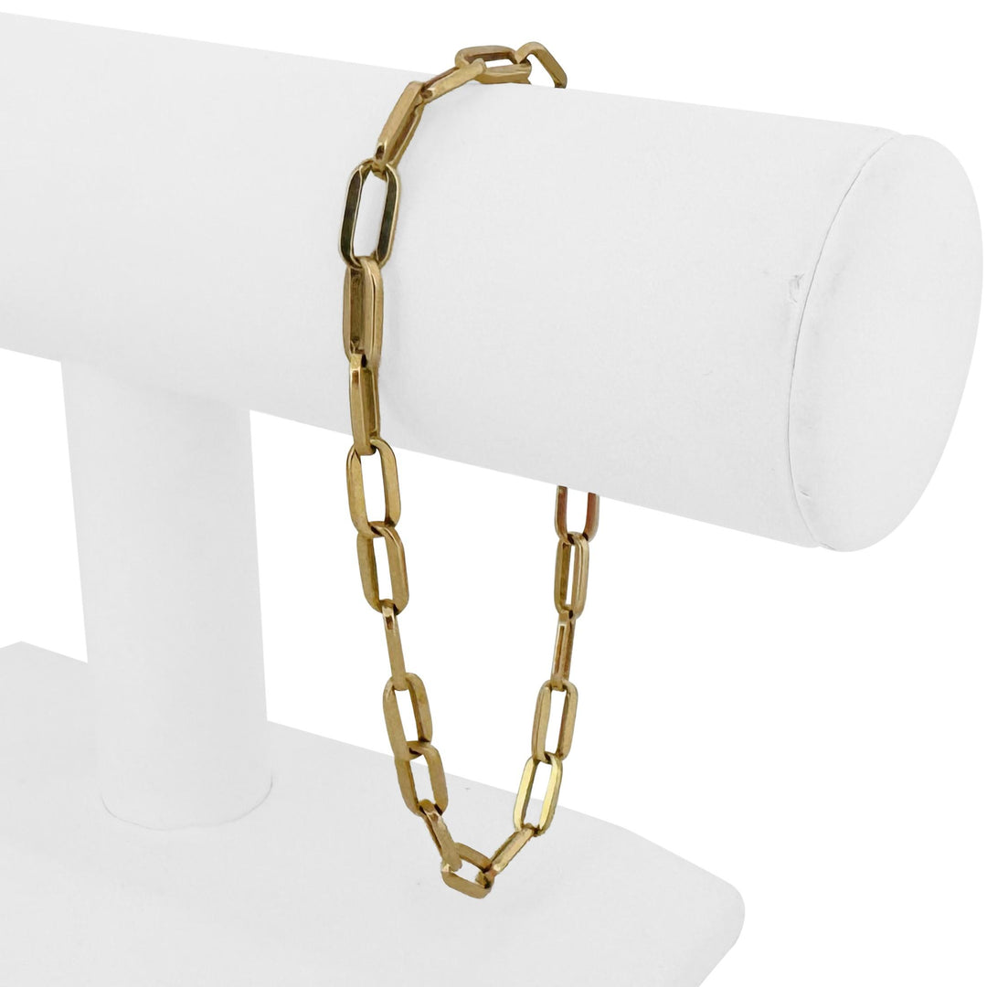 18k Yellow Gold 13.5g Solid Vintage Men's 5.5mm Paperclip Link Bracelet 9"