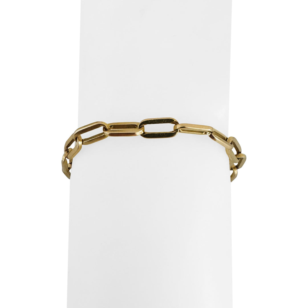 18k Yellow Gold 13.5g Solid Vintage Men's 5.5mm Paperclip Link Bracelet 9"