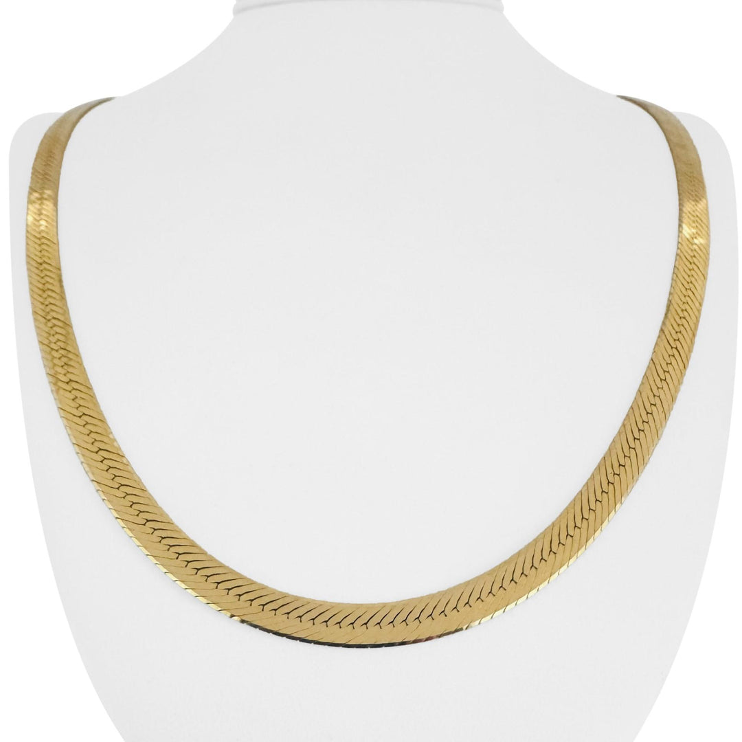 14k Yellow Gold 30g Solid Thick 6mm Herringbone Link Necklace Italy 24"