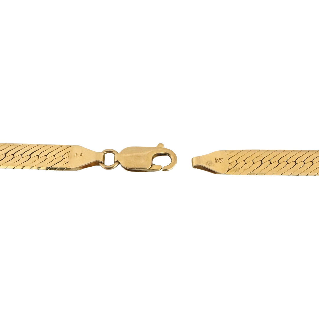 14k Yellow Gold 30g Solid Thick 6mm Herringbone Link Necklace Italy 24"