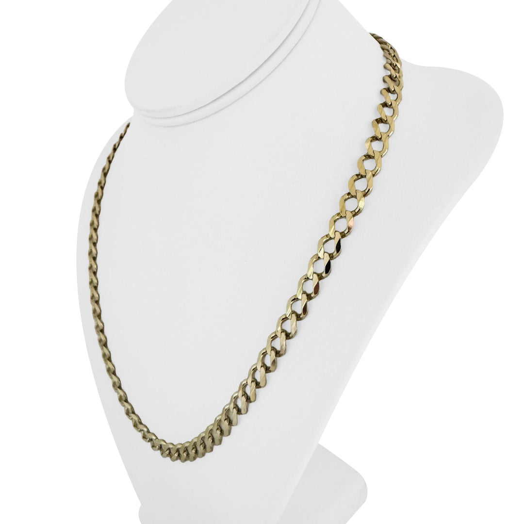 14k Yellow Gold 28.9g Solid Heavy 7mm Curb Link Chain Necklace 21"