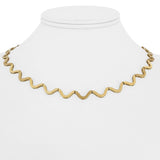 14k Yellow Gold 11.7g Ladies Polished and Brushed Links Zig Zag Necklace 16.5"