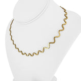 14k Yellow Gold 11.7g Ladies Polished and Brushed Links Zig Zag Necklace 16.5"