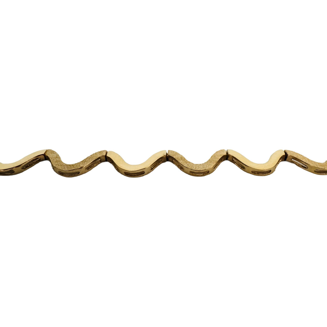 14k Yellow Gold 11.7g Ladies Polished and Brushed Links Zig Zag Necklace 16.5"