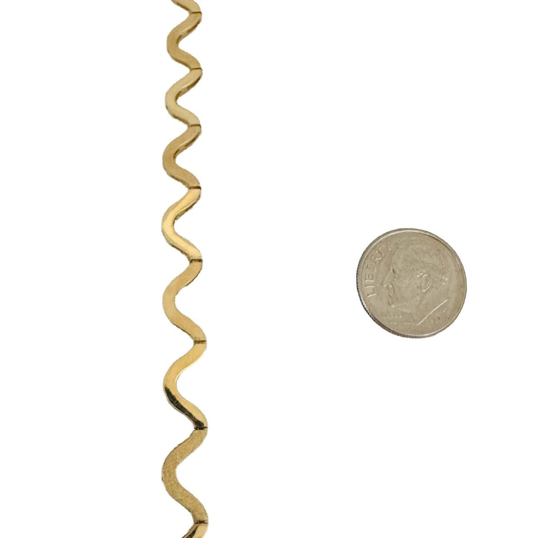 14k Yellow Gold 11.7g Ladies Polished and Brushed Links Zig Zag Necklace 16.5"