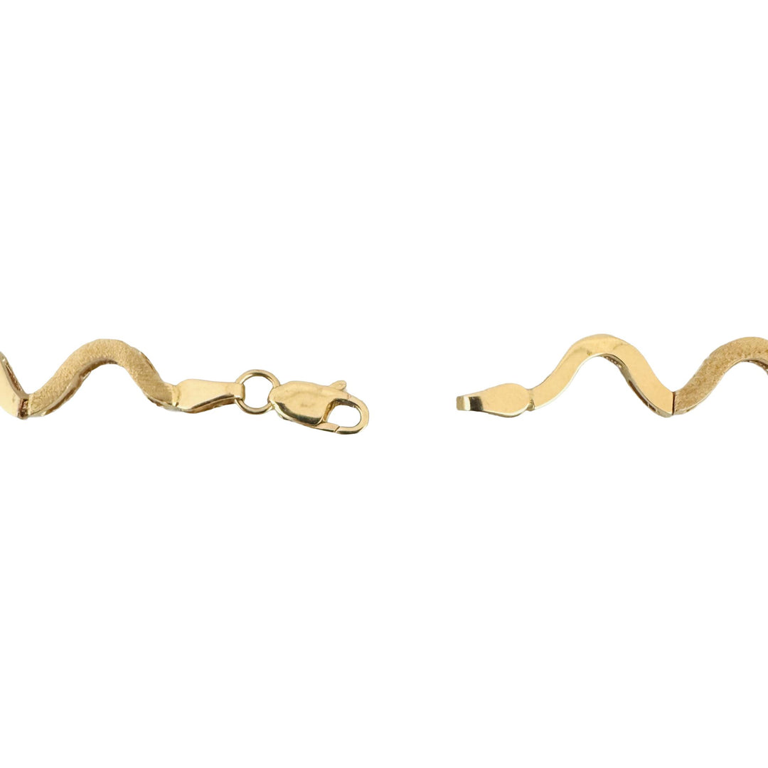14k Yellow Gold 11.7g Ladies Polished and Brushed Links Zig Zag Necklace 16.5"