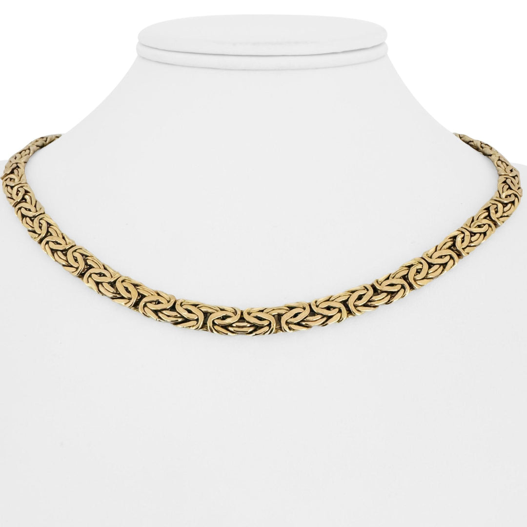 14k Yellow Gold 21.7g Ladies Thick 7mm Byzantine Link Necklace Turkey 18"