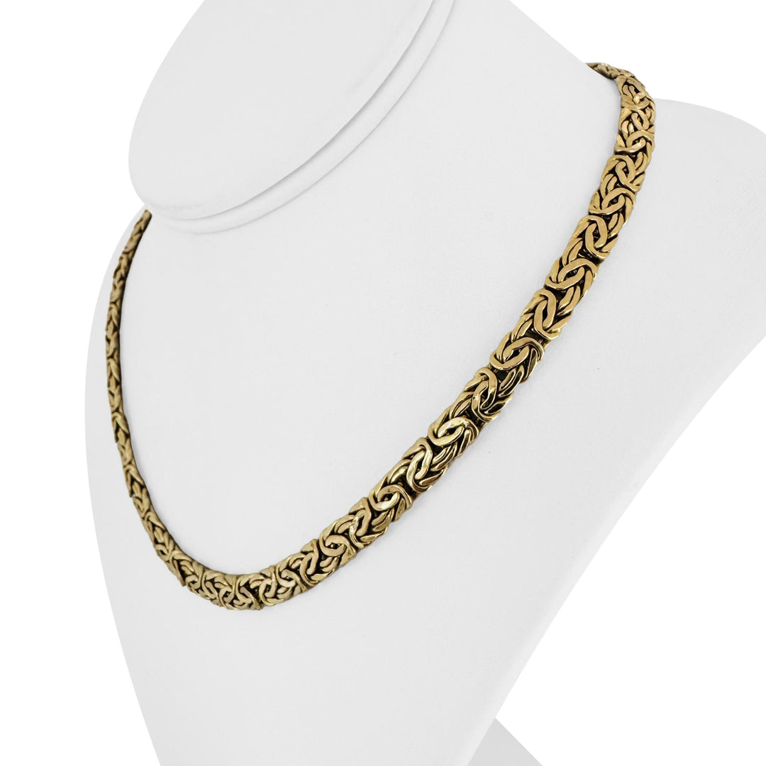 14k Yellow Gold 21.7g Ladies Thick 7mm Byzantine Link Necklace Turkey 18"