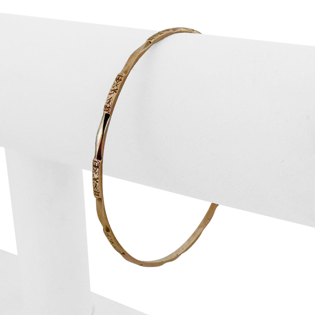 14k Yellow Gold 6g Solid Vintage 2mm Fancy Bangle Bracelet 7.5"
