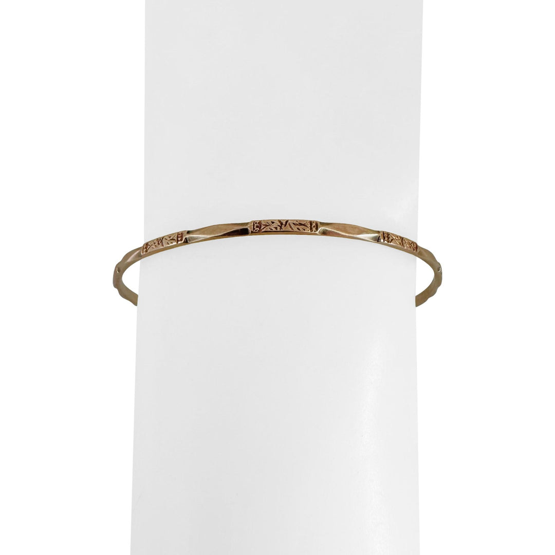 14k Yellow Gold 6g Solid Vintage 2mm Fancy Bangle Bracelet 7.5"