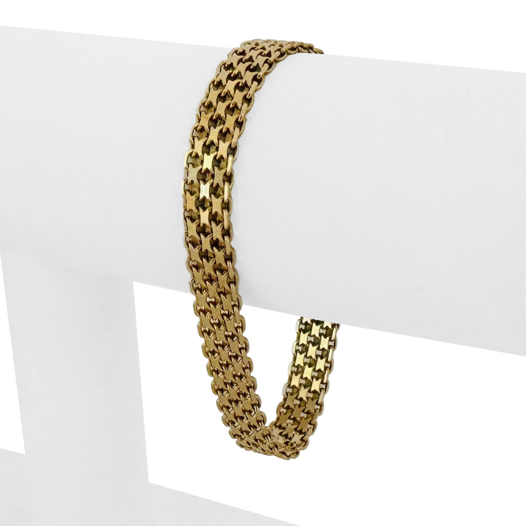 14k Yellow Gold 14.7g Ladies Vintage 8mm Bismark Link Bracelet 7"