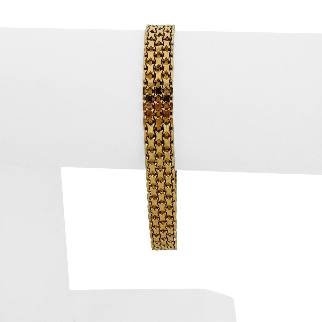 14k Yellow Gold 14.7g Ladies Vintage 8mm Bismark Link Bracelet 7"