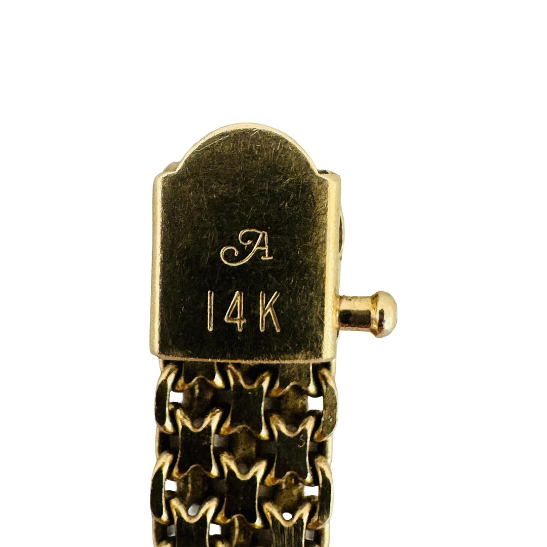 14k Yellow Gold 14.7g Ladies Vintage 8mm Bismark Link Bracelet 7"