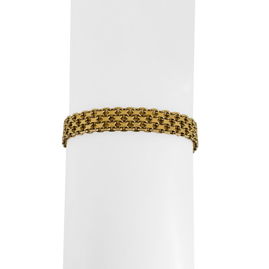 14k Yellow Gold 14.7g Ladies Vintage 8mm Bismark Link Bracelet 7"