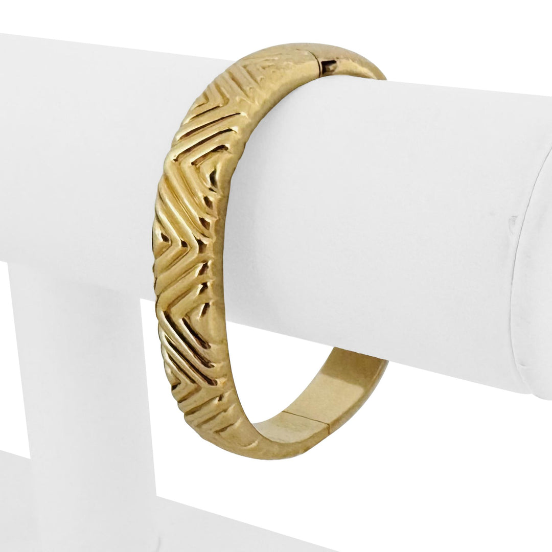 14k Yellow Gold 18.6g Vintage Ladies Ribbed 11mm Bangle Bracelet 6.75"