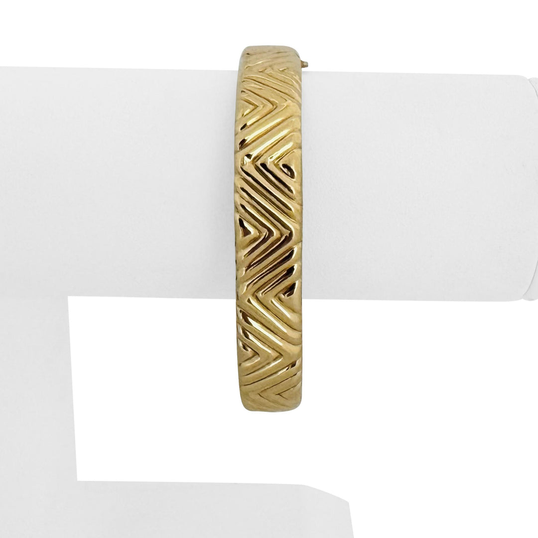 14k Yellow Gold 18.6g Vintage Ladies Ribbed 11mm Bangle Bracelet 6.75"