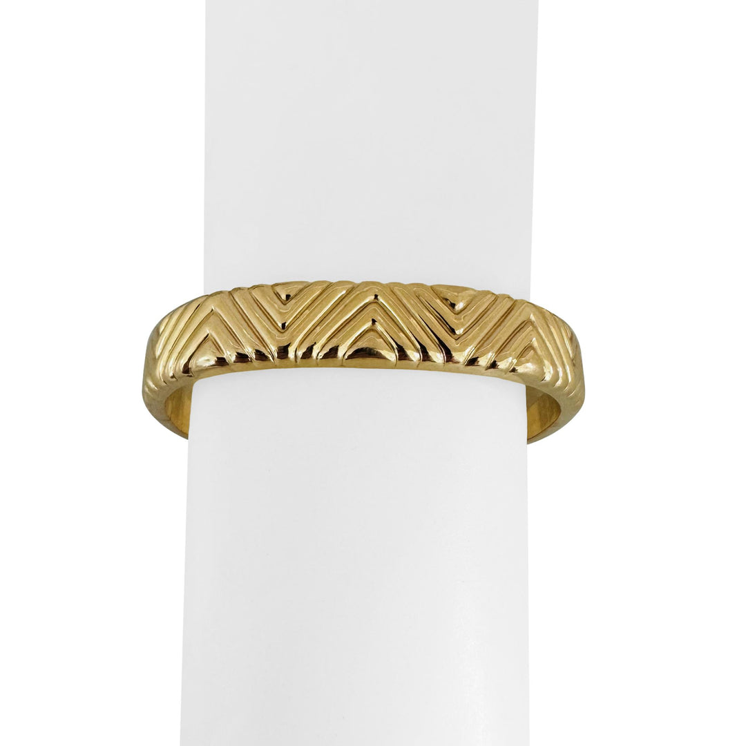 14k Yellow Gold 18.6g Vintage Ladies Ribbed 11mm Bangle Bracelet 6.75"