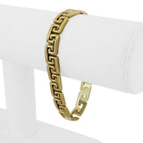 14k Yellow Gold 15g Ladies Polished 8.5mm Greek Key Link Bracelet Italy 7.5"