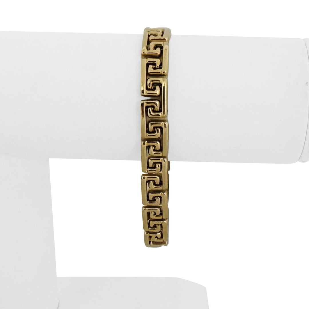 14k Yellow Gold 15g Ladies Polished 8.5mm Greek Key Link Bracelet Italy 7.5"