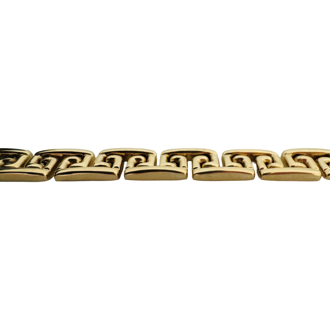14k Yellow Gold 15g Ladies Polished 8.5mm Greek Key Link Bracelet Italy 7.5"
