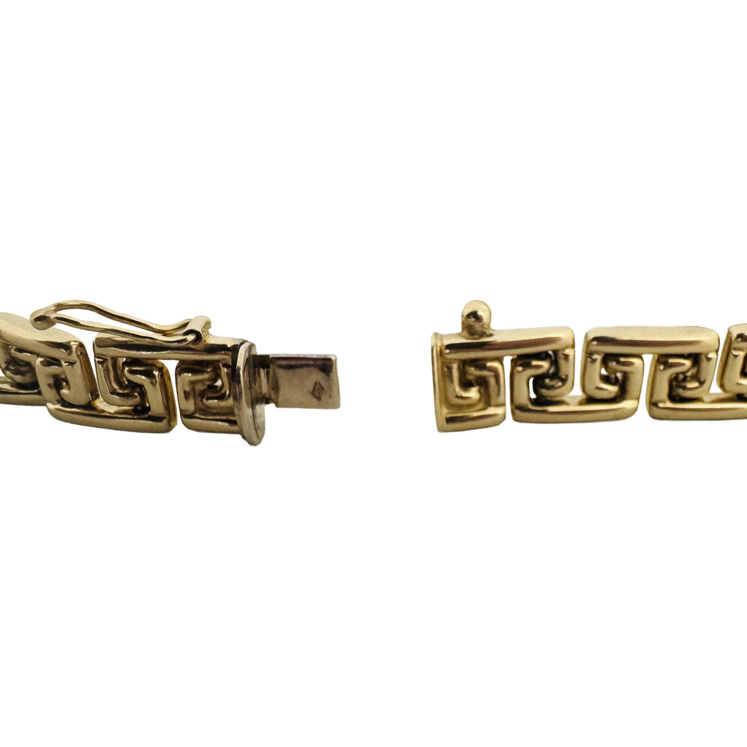 14k Yellow Gold 15g Ladies Polished 8.5mm Greek Key Link Bracelet Italy 7.5"