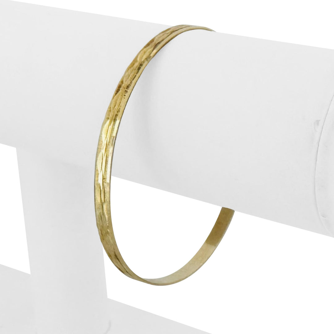 14k Yellow Gold 8.3g Solid Diamond Cut 4.5mm Round Bangle Bracelet 8"