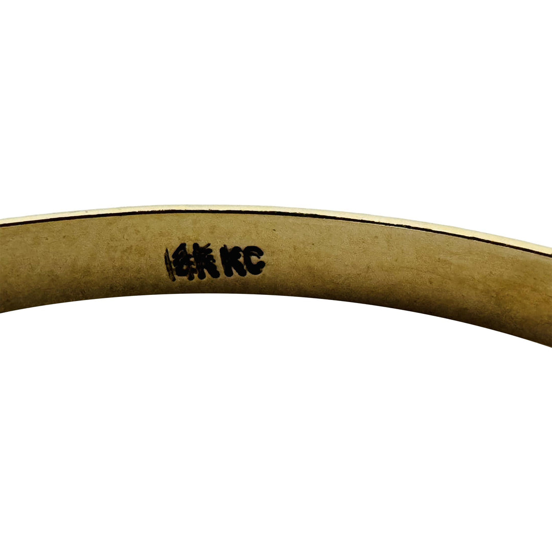 14k Yellow Gold 8.3g Solid Diamond Cut 4.5mm Round Bangle Bracelet 8"