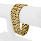 14k Yellow Gold 51.7g Heavy 24mm Polished and Brushed Link Bracelet Italy 7.75"