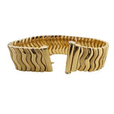 14k Yellow Gold 51.7g Heavy 24mm Polished and Brushed Link Bracelet Italy 7.75"