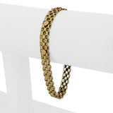 14k Yellow Gold 11.7g Vintage 7mm Heart Motif Bismark Link Bracelet Italy 7.25"