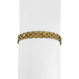 14k Yellow Gold 11.7g Vintage 7mm Heart Motif Bismark Link Bracelet Italy 7.25"