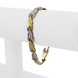 14k Yellow and White Gold 9.2g Ladies 7.5mm Fancy Wave Link Bracelet Turkey 7"