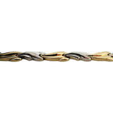 14k Yellow and White Gold 9.2g Ladies 7.5mm Fancy Wave Link Bracelet Turkey 7"