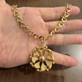 18k Yellow Gold 34.7g Vintage Heavy Fancy Link Large Pendant Necklace Italy 16"