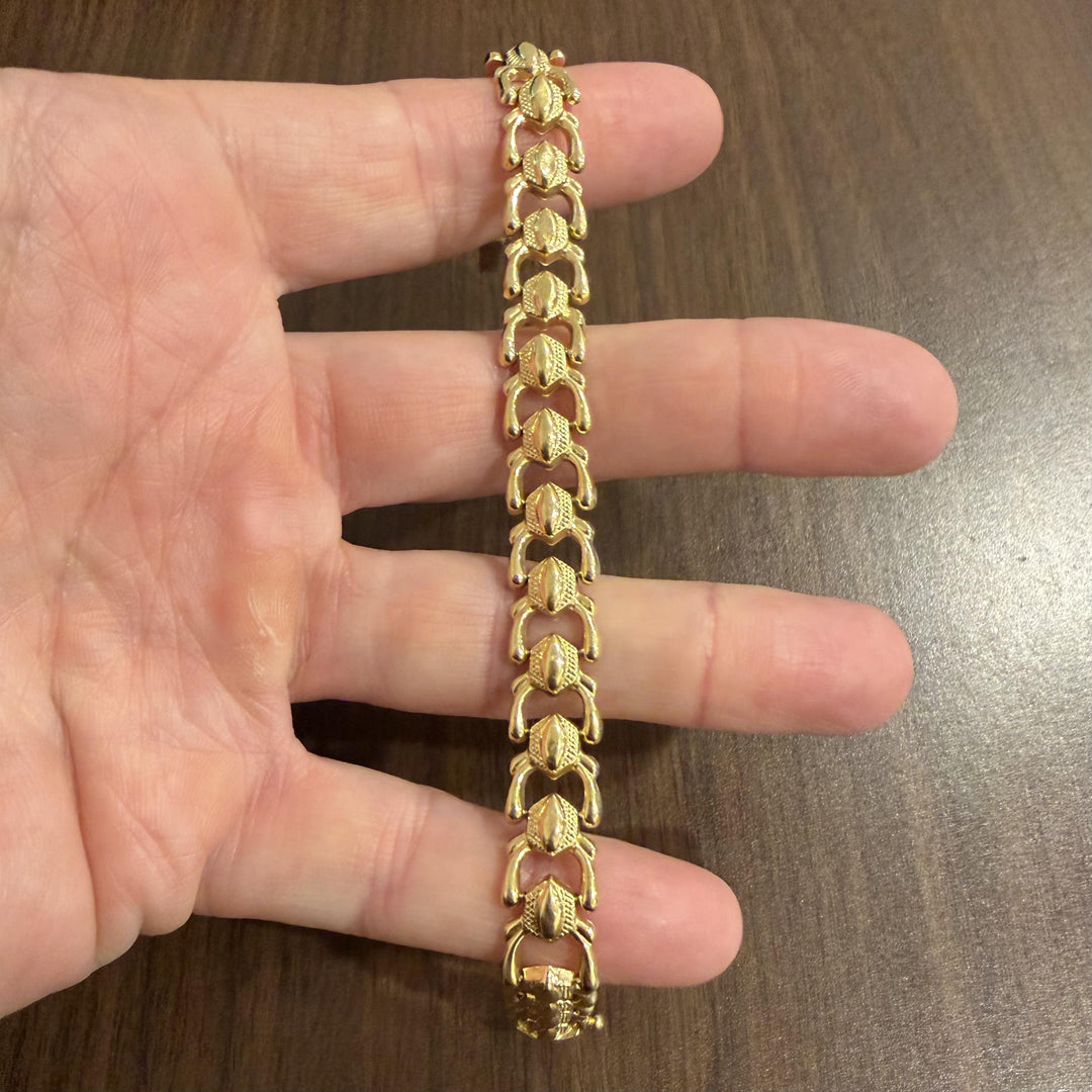 18k Yellow Gold 12.4g Vintage Milor 11mm Fancy Link Bracelet Italy 7.25"