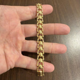 18k Yellow Gold 12.4g Vintage Milor 11mm Fancy Link Bracelet Italy 7.25"