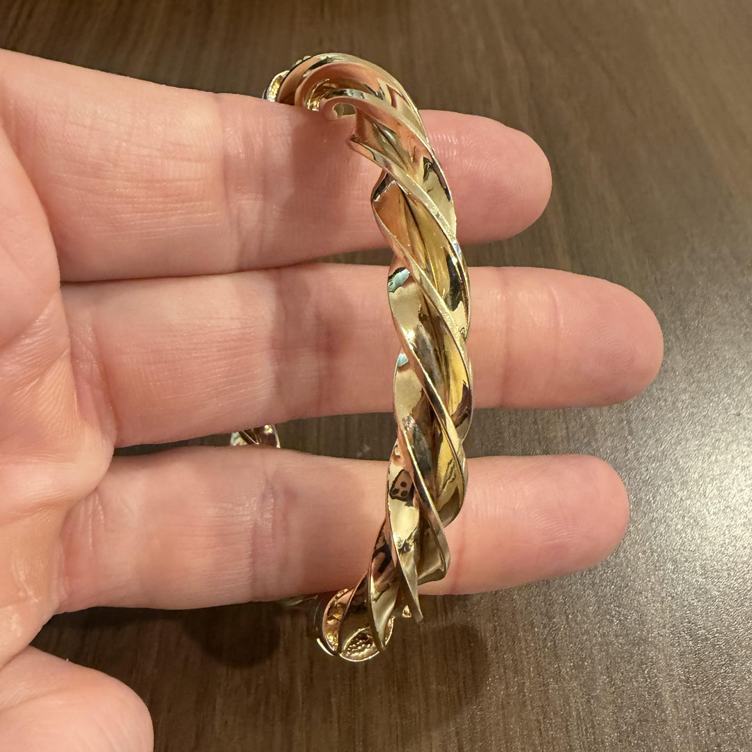 14k Yellow Gold 20.4g Ladies Large 9mm Spiral Bangle Bracelet Israel 7.25"