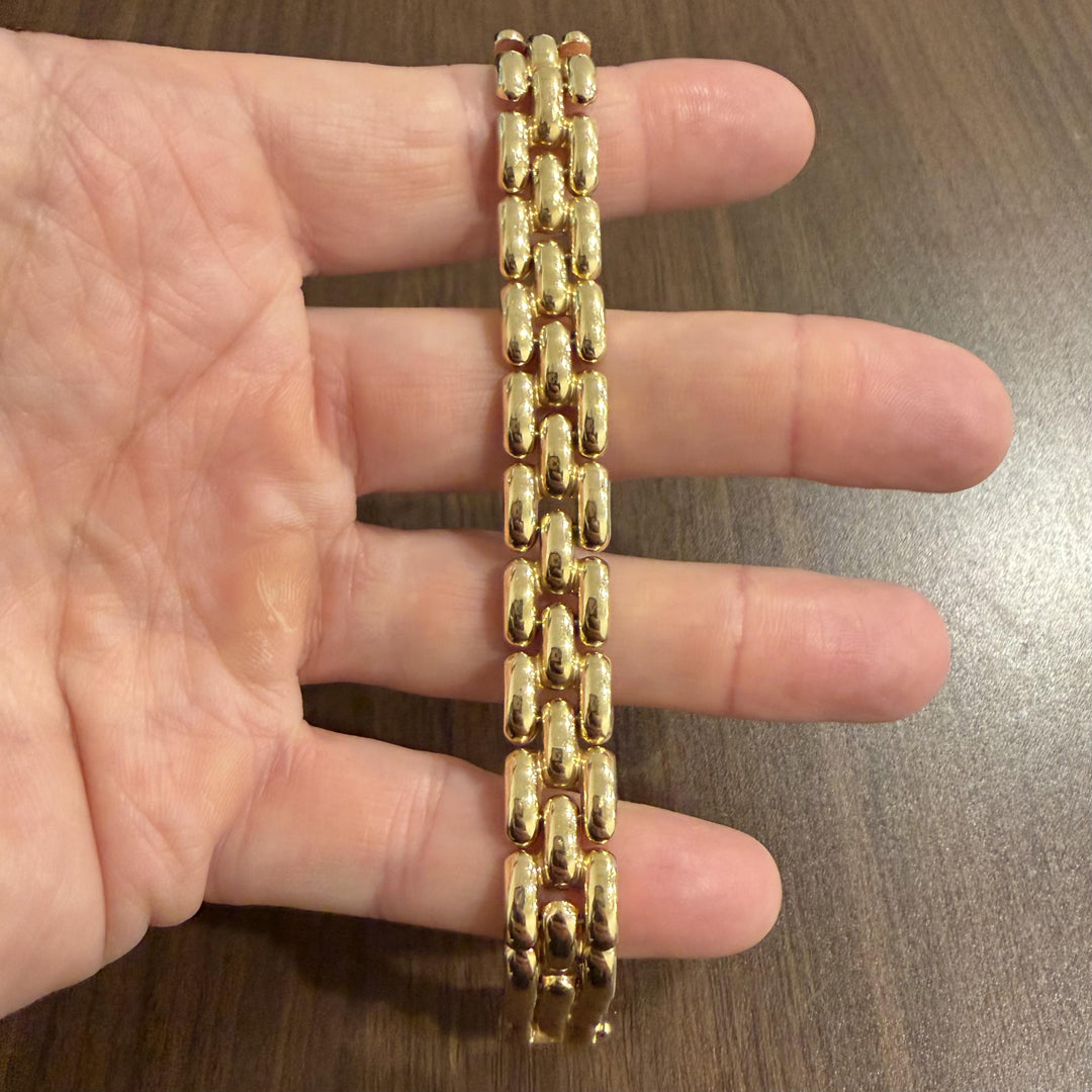 14k Yellow Gold 19.4g Vintage Polished 12.5mm Panther Link Bracelet Italy 7"