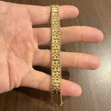 14k Yellow Gold 20g Solid Imperial Gold Beaded Woven Link Bracelet Mexico 7"
