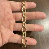 14k Yellow Gold 13.5g Ladies Polished 12mm Fancy Link Bracelet Italy 7"