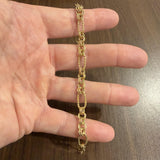 14k Yellow Gold 5.3g Hollow Light 7.5mm Fancy Cable Link Bracelet Turkey 8"