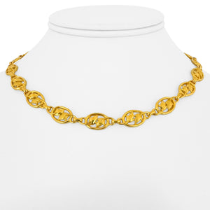 24k Pure Yellow Gold 35g Solid Heavy Fancy Dolphin Link Necklace 15"