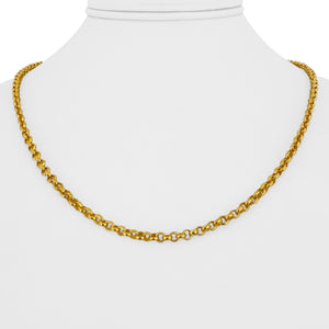24k Pure Yellow Gold 19.8g Solid 3.5mm Rolo Link Chain Necklace 19"