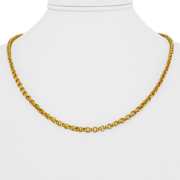 24k Pure Yellow Gold 19.8g Solid 3.5mm Rolo Link Chain Necklace 19