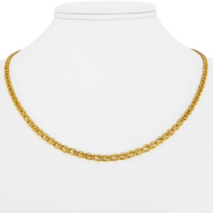 24k Pure Yellow Gold 16.5g Solid Diamond Cut 3mm Curb Link Chain Necklace 18"